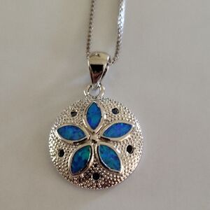 Silver and Blue Pendant Necklace